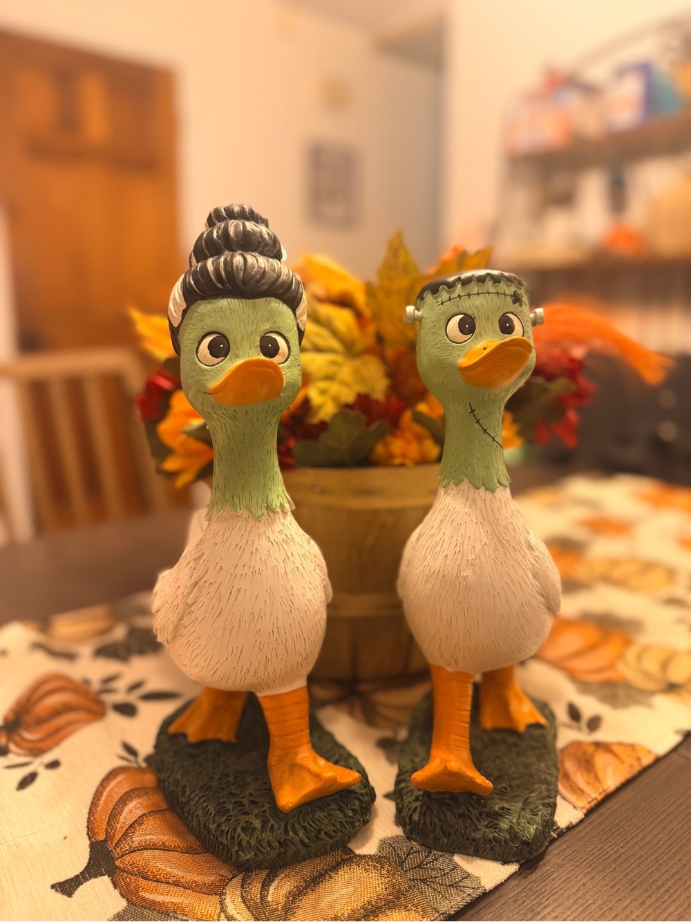 Bride of Frankenstein and Frankenstein ducks halloween set of 2
